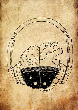 Headphones with Brain and Heart Galaxy