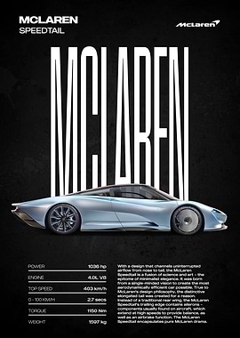 McLaren Speedtail Car Poster