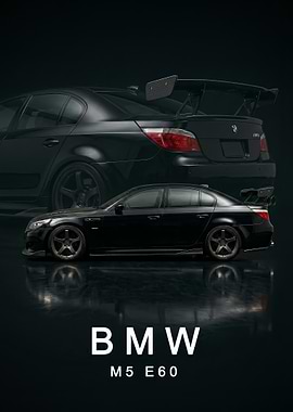 black BMW M5 E60 art Poster