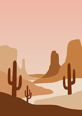 Desert Landscape with Cacti