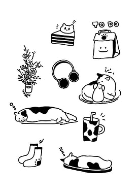 Cute Cat Illustrations and Objects