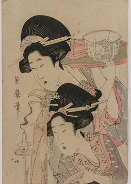 Two Women with Tray and Candle