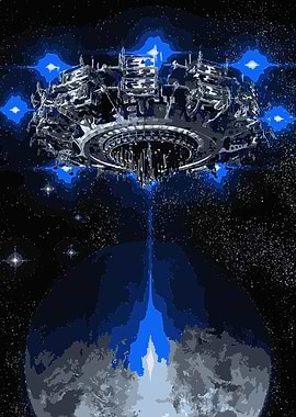 Alien Spaceship Over Planet