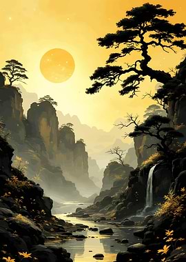 Serene Mountain Valley Sunrise