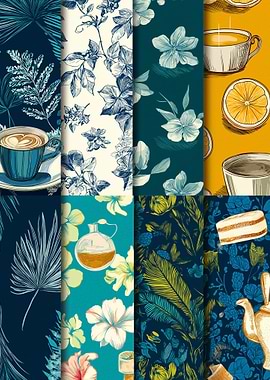 Floral and Coffee Themed Patterns