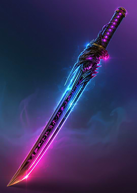Fantasy Dragon Katana with Neon Glow