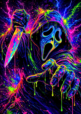 Psychedelic Ghostface with Knife