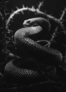 Black and White Snake in Thorns