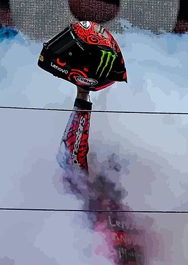 Motorcyclist Helmet and Suit with Smoke