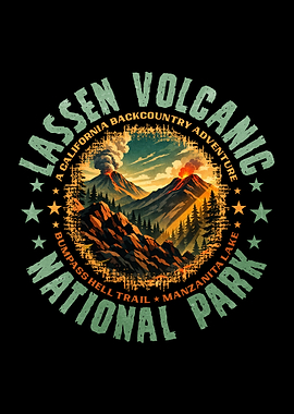 Lassen Volcanic National Park Retro Design