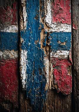 Rustic Norway Flag Wood Texture