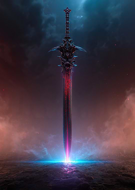 Epic Fantasy Sword with Glowing Runes