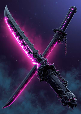 Demonic Katana with Pink Energy