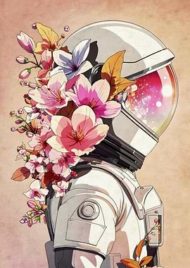 Astronaut with Flowers