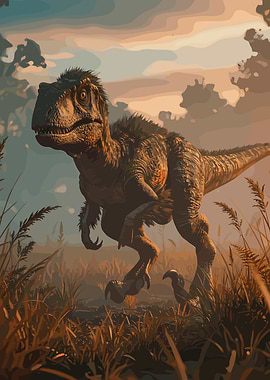 Dinosaur in a Prehistoric Landscape