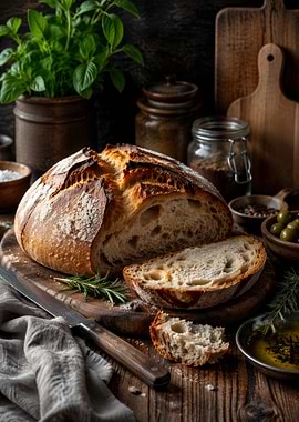 Artisan Sourdough Bread with Rosemary and Olives