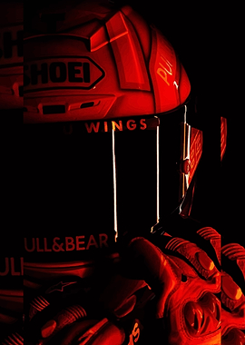 Red Racing Helmet and Gloves