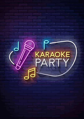 Neon Karaoke Party Sign
