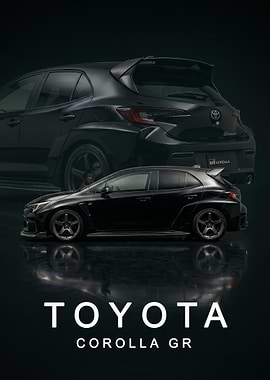 black Toyota Corolla GR art poster