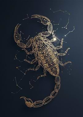Golden Scorpion Constellation Art