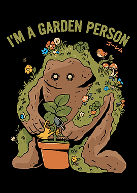 Cute Forest Golem Gardening – Whimsical Cottagecore Nature Fantasy Poster