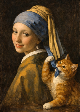 Girl with a Pearl Earring and her Cat