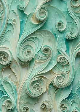 Abstract Swirling Teal and Cream Pattern