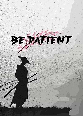 Samurai with Cherry Blossoms and Inspirational Text