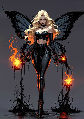 Gothic Fairy with Fiery Hands