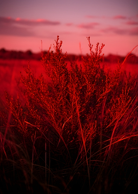 Red Bush at Sunset