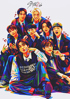 Stray Kids Pixel Art Group Portrait