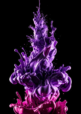 Abstract Purple and Pink Ink Splash