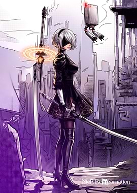 2B with Pod and Swords
