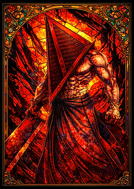 Pyramid Head Stained Glass Art