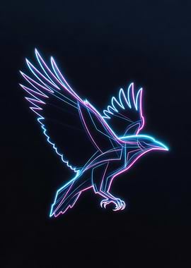 Neon Raven in Flight