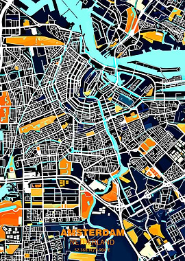 Amsterdam City Map Art