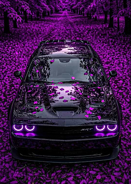 Purple Dodge Challenger SRT in Autumn Leaves