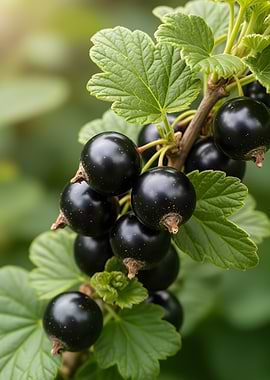Black Currants on a Branch