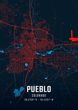 Pueblo Colorado City Map