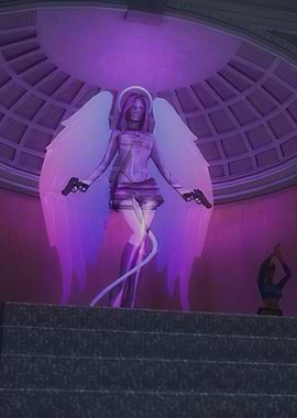 Holographic Angel with Guns