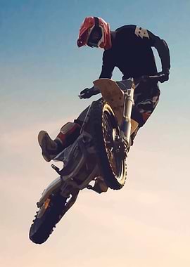 Motocross Rider Mid-Air Jump