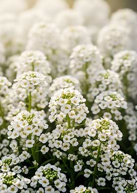 Close-up of White Alyssum Flowers