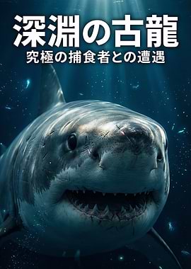Great White Shark in Deep Ocean