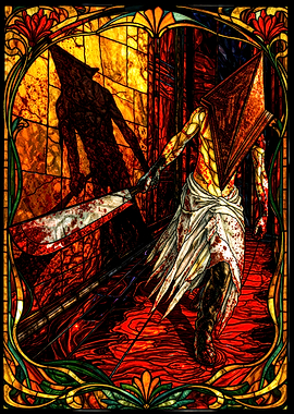 Pyramid Head Stained Glass Art