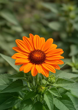 Vibrant Orange Sunflower in Bloom