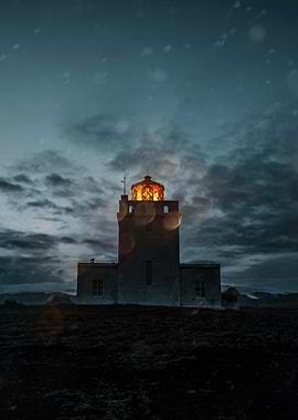 Iceland Lighthouse in a Stormy Night