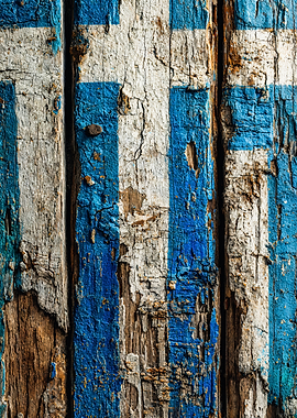 Rustic Greece Flag Wood Texture