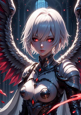 Angelic Warrior with Red Eyes