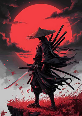 Samurai Warrior Under a Red Sun