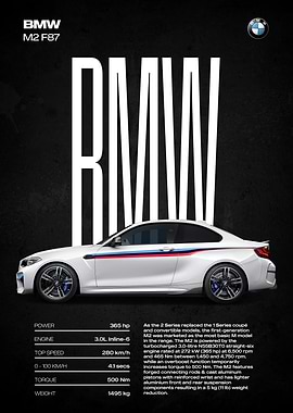 BMW M2 F87 Car Poster